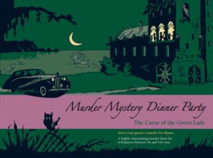 Das Coverbild von dem Krimidinner für zuhause The Curse of the Green Lady. Es zeigt das zum Luxushotel umgebaute Castle Darkmore.